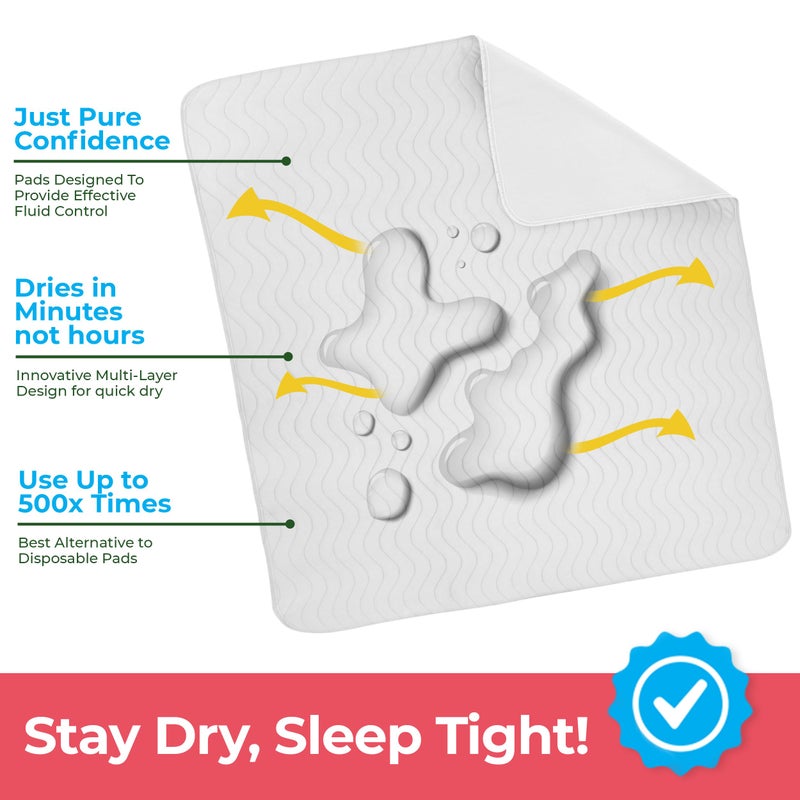 Utopia Bedding Washable Underpads 34" x 52" (Pack of 4), Waterproof Reusable Heavy Absorbency Incontinence Bed Pads for Adults, Kids, Elderly and Pets, Bedwetting Pads for Sofa and Couch (White) - Image 3